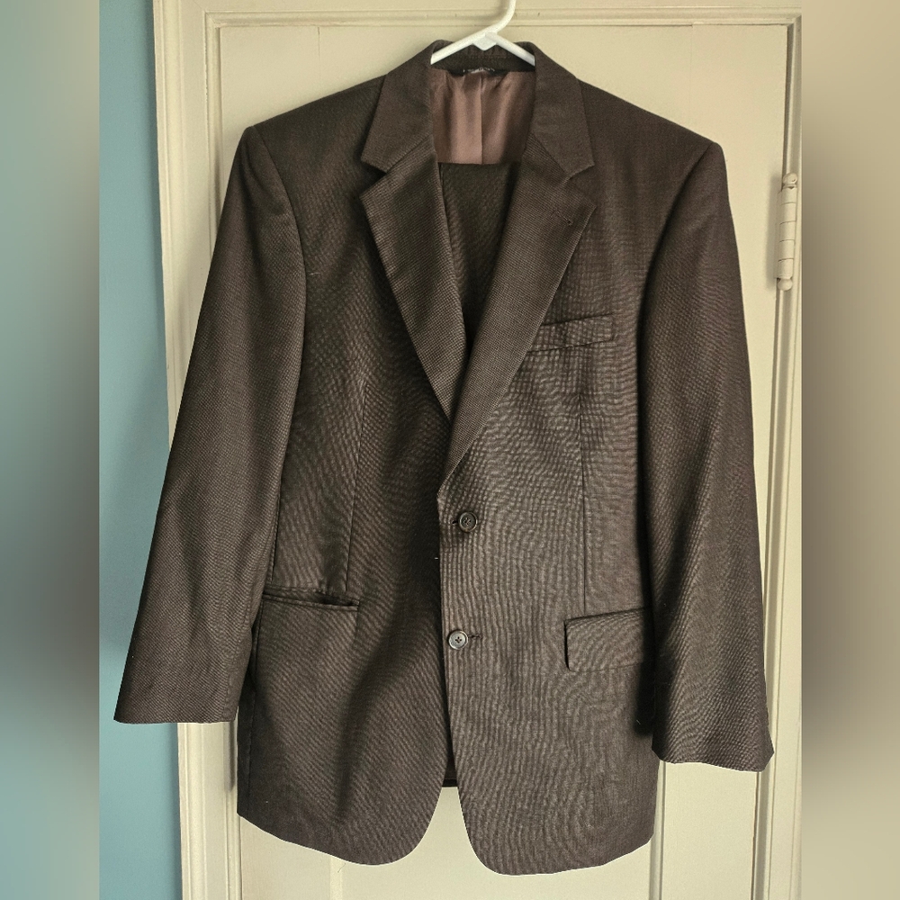 Jos A Bank Signature 'Gordon' Mens Brown Wool 2 Pc Suit Set Sz 40R Blazer, Pants